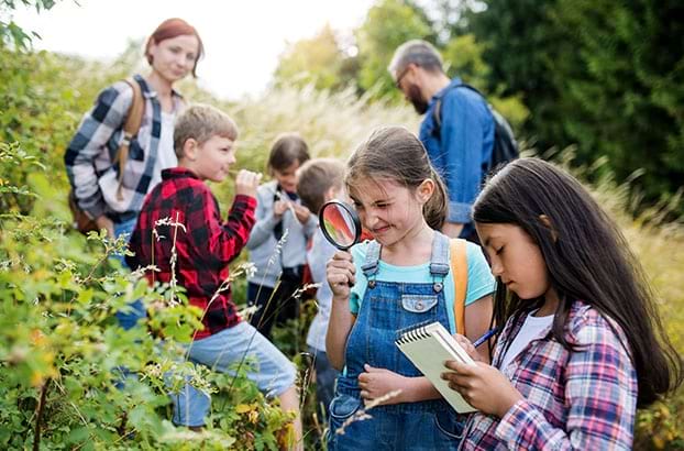 Eleves en voyage scolaire pour découvrir la nature