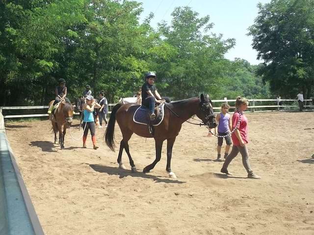 Enfants à cheval en colonie équitation 