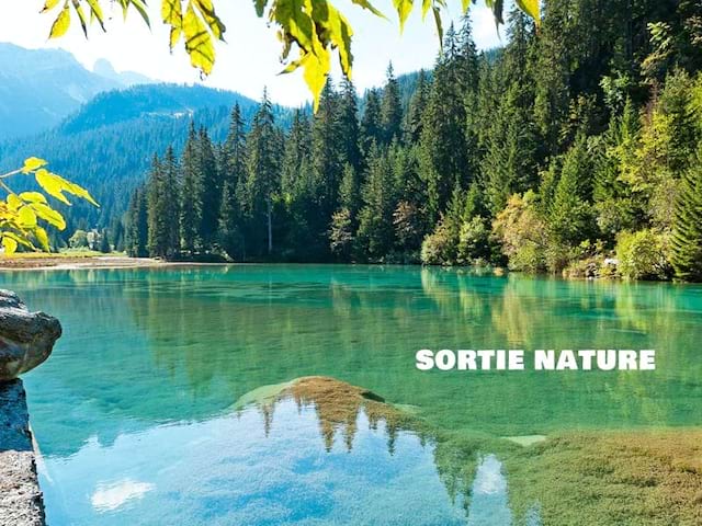 Vue sur un lac de montagne en colonie de vacznces à courchevel