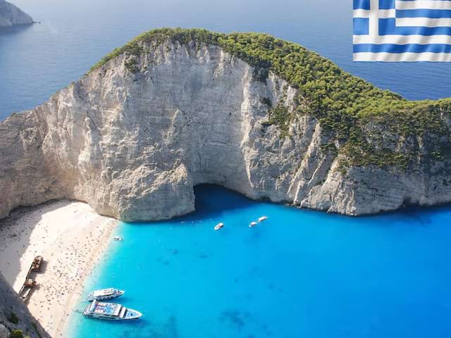 Vue sur les places paradisiaques de Grèce en colonie de vacances