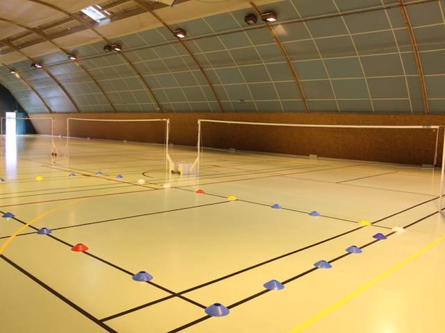 vue sur une salle de badminton équipement sportif 