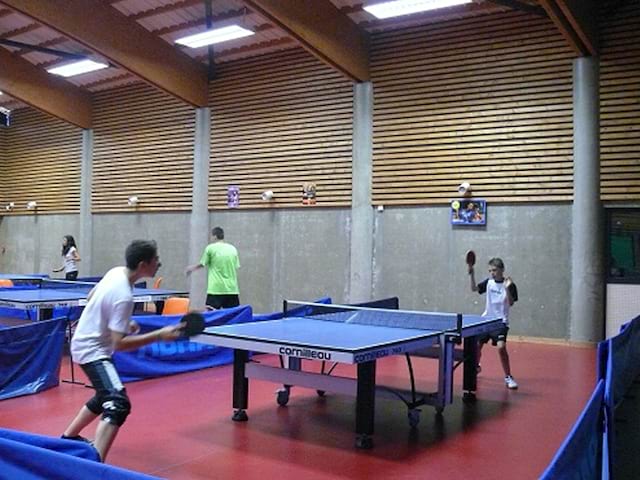 enfants en stage de tennis de table pendant les vacances scolaires