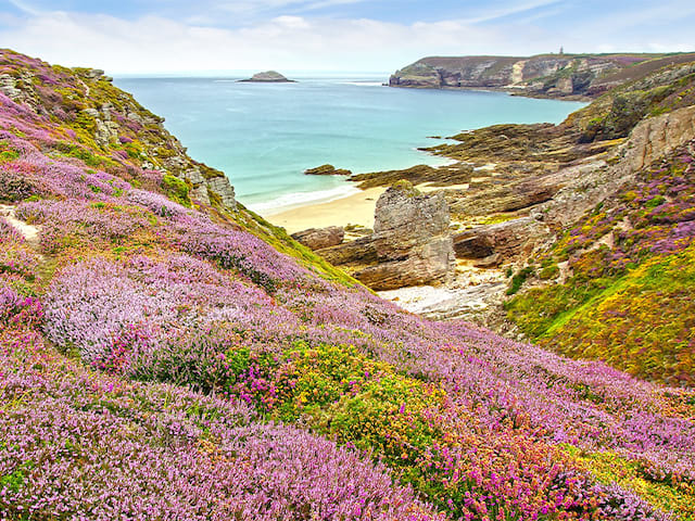 Vue panoramique sur le Cap Fréhel observé lors d'une colo itinérante en Bretagne durant l'été