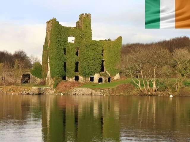 Château de Menlo en Irlande en été