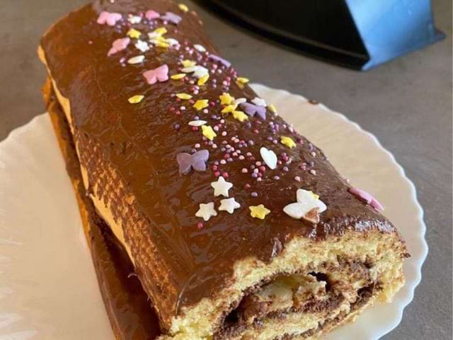 Gateau roulé confectionné en colo de vacances cet été à Retournac