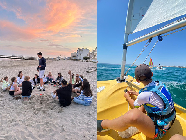 plage préados mer groupe et catamaran