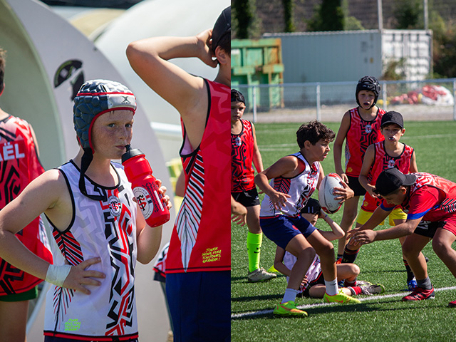 préados et ados pratiquant le rugby en colonie de vacances