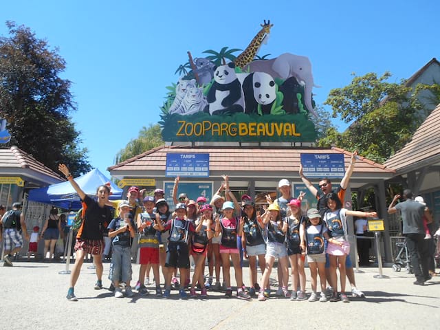 Groupe d'enfants en colo au zoo de beauval 