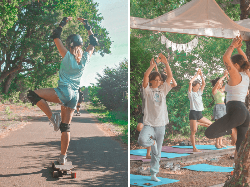 Jeunes en colonie de vacances Skate durant l'été 