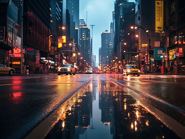 une rue de new york illuminée en pleine nuit colonie de vacances jeunes de 14 à 17 ans 