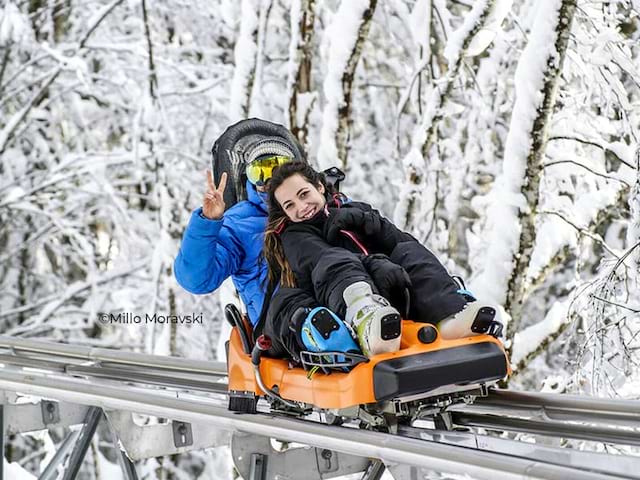 Ado en luge sur rails en colonie de vacances