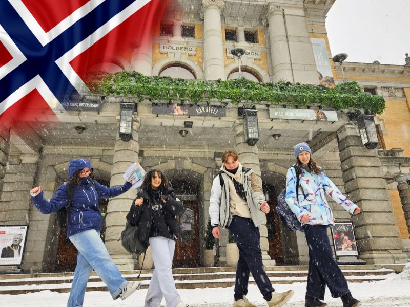 Groupe d'ados de 15 à 17 ans qui s'amuse en colo de vacances en Norvège à Oslo