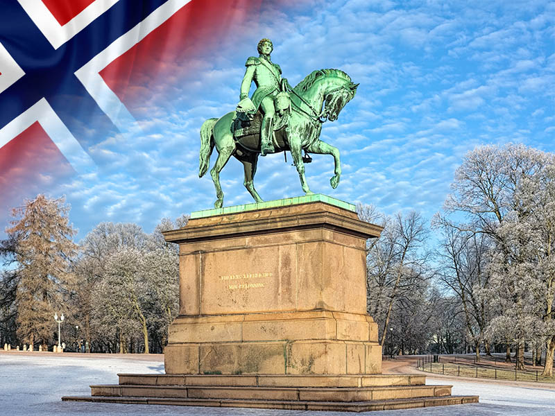 statue palais royal oslo norvege vacances hiver