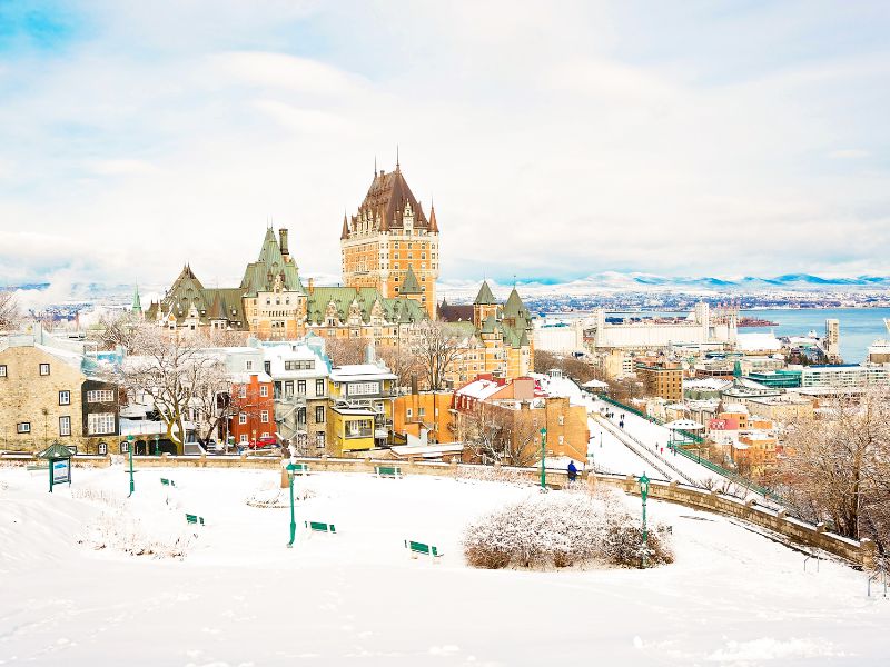 Vue sur le château de Frontenac au Quebec cet hiver
