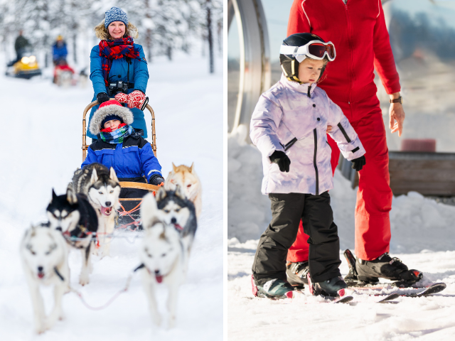 Balade à chien de traineau et ski alpin enfants de 6 ans