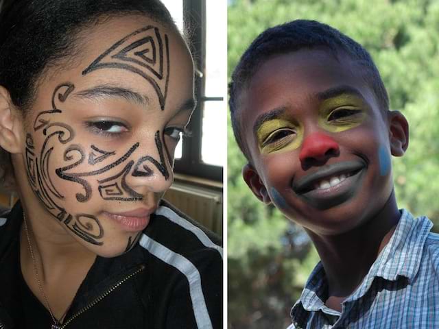 portrait d'enfants avec un maquillage artistique fait en colo