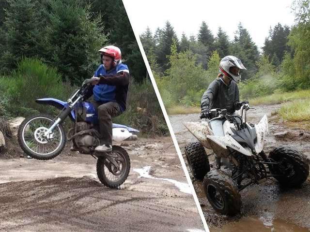 Ados faisant de la moto et du quad en colo