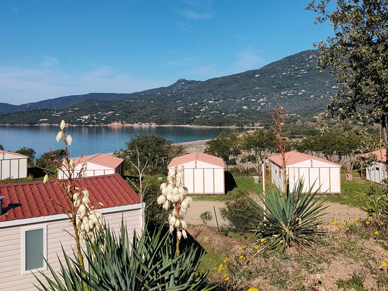 Vue sur le paysage que les ados observent depuis leur centre de vacances en Corse : le camping Tikiti