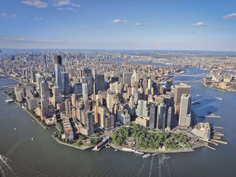 Vue d'un drone de la ville de New York lors d'une colo de vacances du printemps