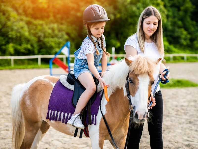 Session équitation poney en colo de vacances à la ferme pour les enfants ce printemps