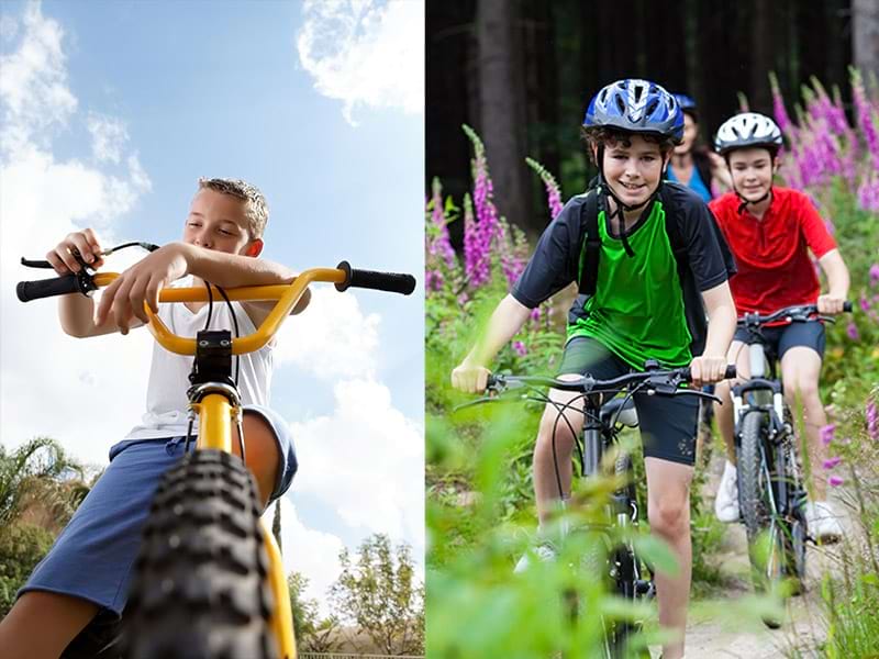 enfants vélo balade en vacances paques printemps colonie de vacances