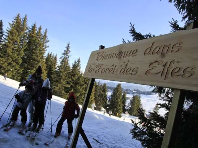 enfants en balade dans la forêt en colonie de vacances à la montagne 