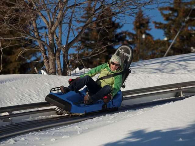 ado faisant de la luge sur rail cet hiver