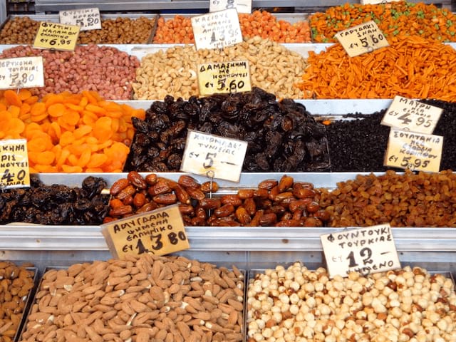 Marché local en colo de vacances cet automne en Grèce
