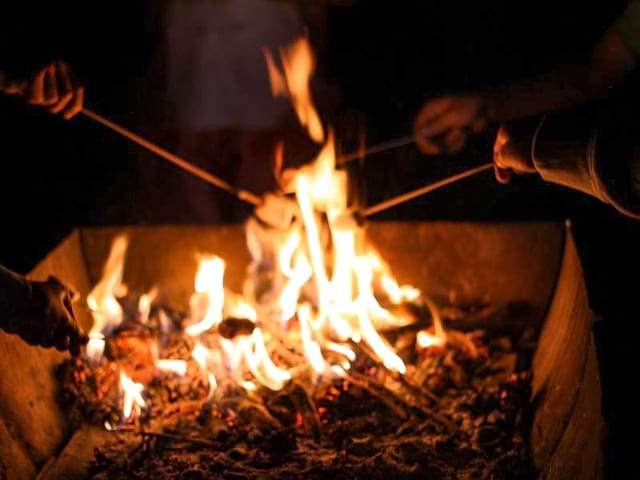 Feu de camp colonie de vacances automne