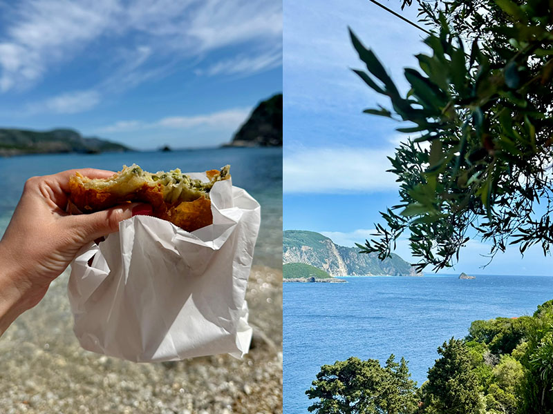 spanakopita au bord de mer en colonie de vacances en Grèce