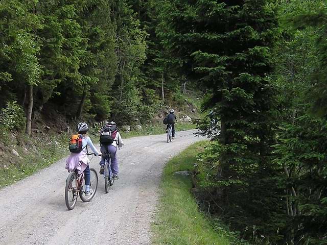 Enfants en randonnée à vélo en colonie de vacances