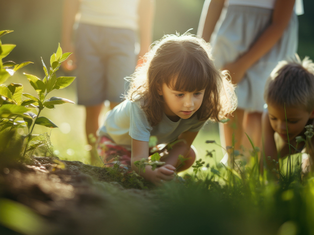 Une jeune fille qui observe la nature