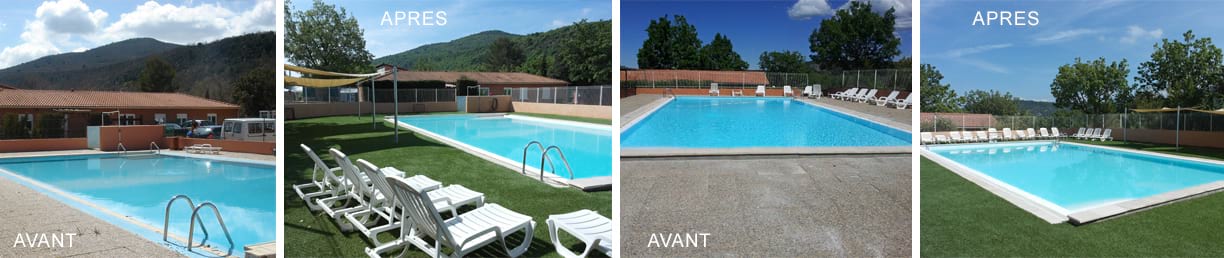 Vues avant après sur les travaux de la piscine de Bauduen