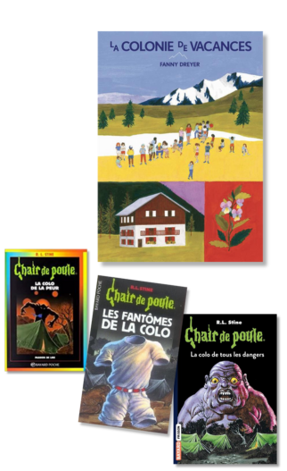 Livres qui parlent d'histoires de jeunes partis en colonies de vacances et livres Chair de Poule sur le thème des colos