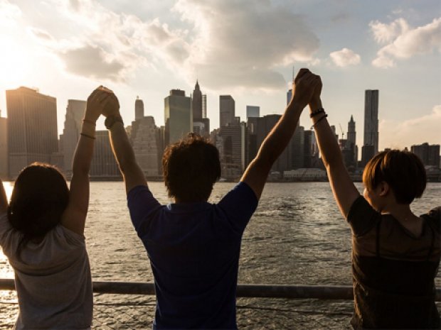 Vue sur les buildings colonie de vacances à Brooklyn, New York pour adolescents