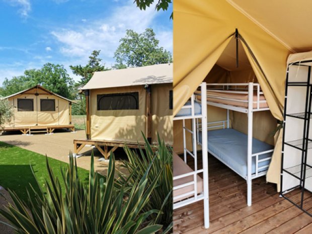intérieur tente bungalis équipées colonie de vacances été
