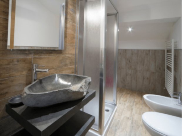 Salle de bain de la résidence du Tabor cet hiver à Bardonneche