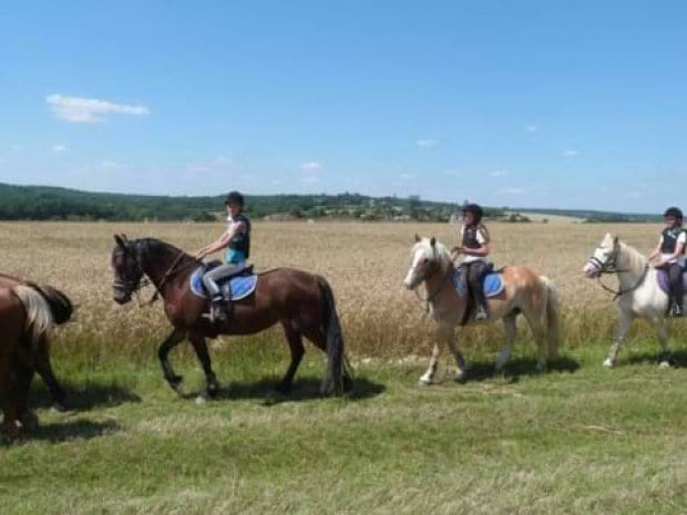 Balade à cheval avec les ados de la colo de vacances au domaine de l'Espérance