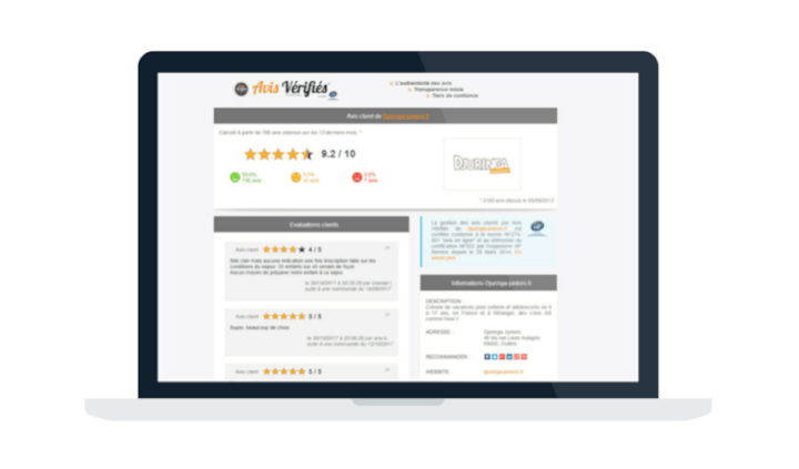 Page avis vérifiés Djuringa Juniors sur ordinateur portable