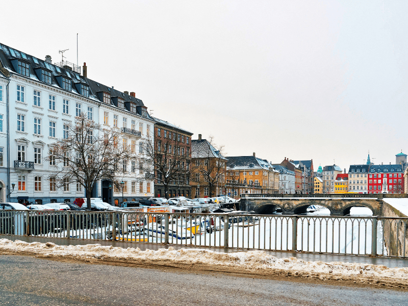 Rues de Copenhague en colo de vacances au Danemark cet hiver