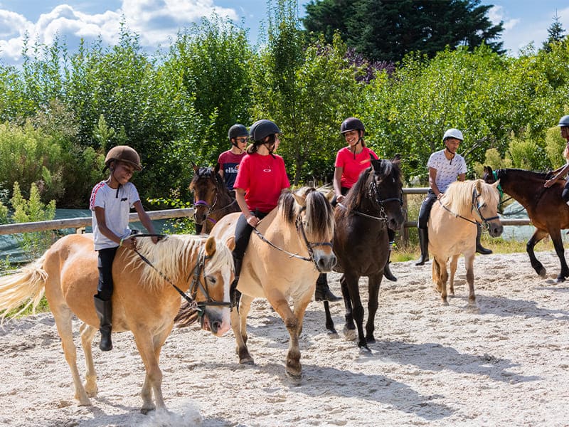 Cavaliers et leur monture en colo de vacances Equitation cet été