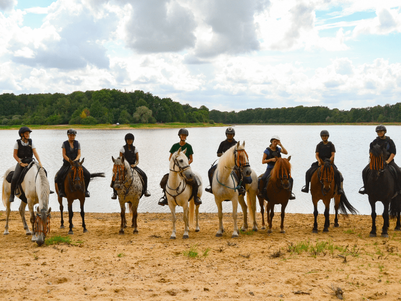 Groupe de jeunes ados en colonie de vacances Equitation cet été 